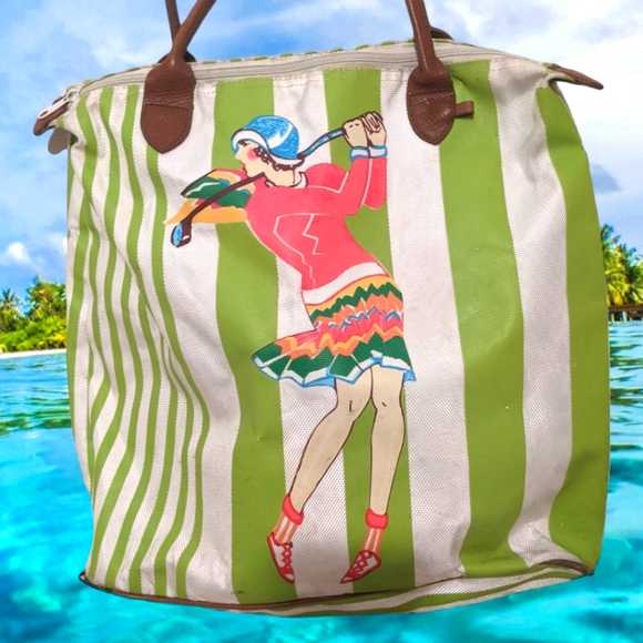 Vintage Golf bag canvas leather handle straps fairway Links - Picture 2 of 16